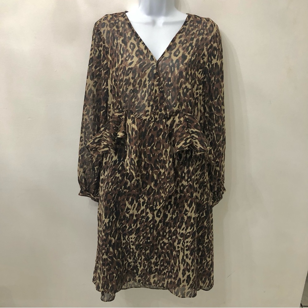 Walter Baker Adam Dress Size 4 Brown Tan Leopard Animal Print Elastic Waist